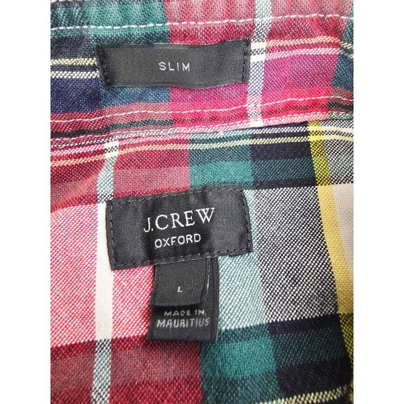 J. Crew Slim Oxford Size Large Mens Multi Check Button Down Long Sleeve Shirt - Picture 4 of 10
